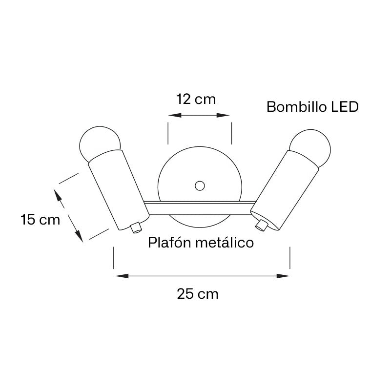 Lámpara Spot 2 Luces Moderna para techo o pared Bento