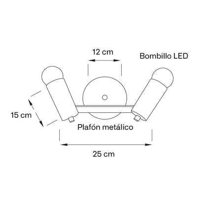Lámpara Spot 2 Luces Moderna para techo o pared Bento
